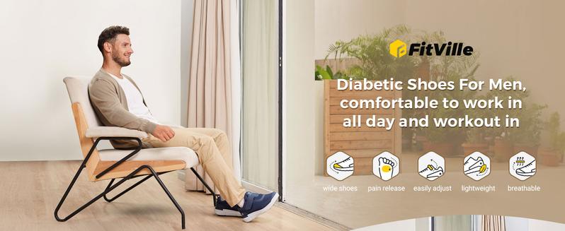 FitVille Diabetic Shoes for Men Extra Wide Width, Swollen Feet Shoes for Diabetics Pain Relief