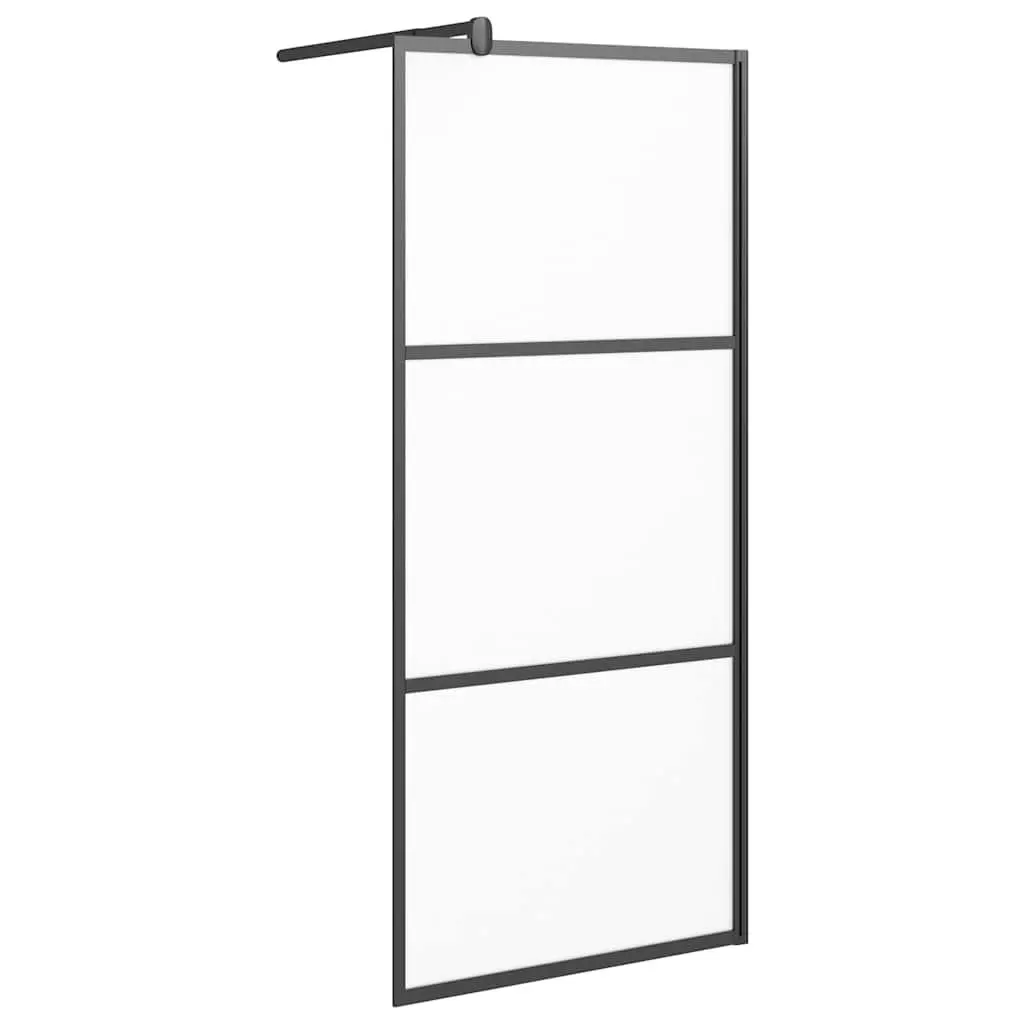 vidaXL Walk-in Shower Enclosure, Bathroom Wall Panel with Adjustable Supporting Bar, Shower Screen, Black Frame with Frosted ESG Glass 151876