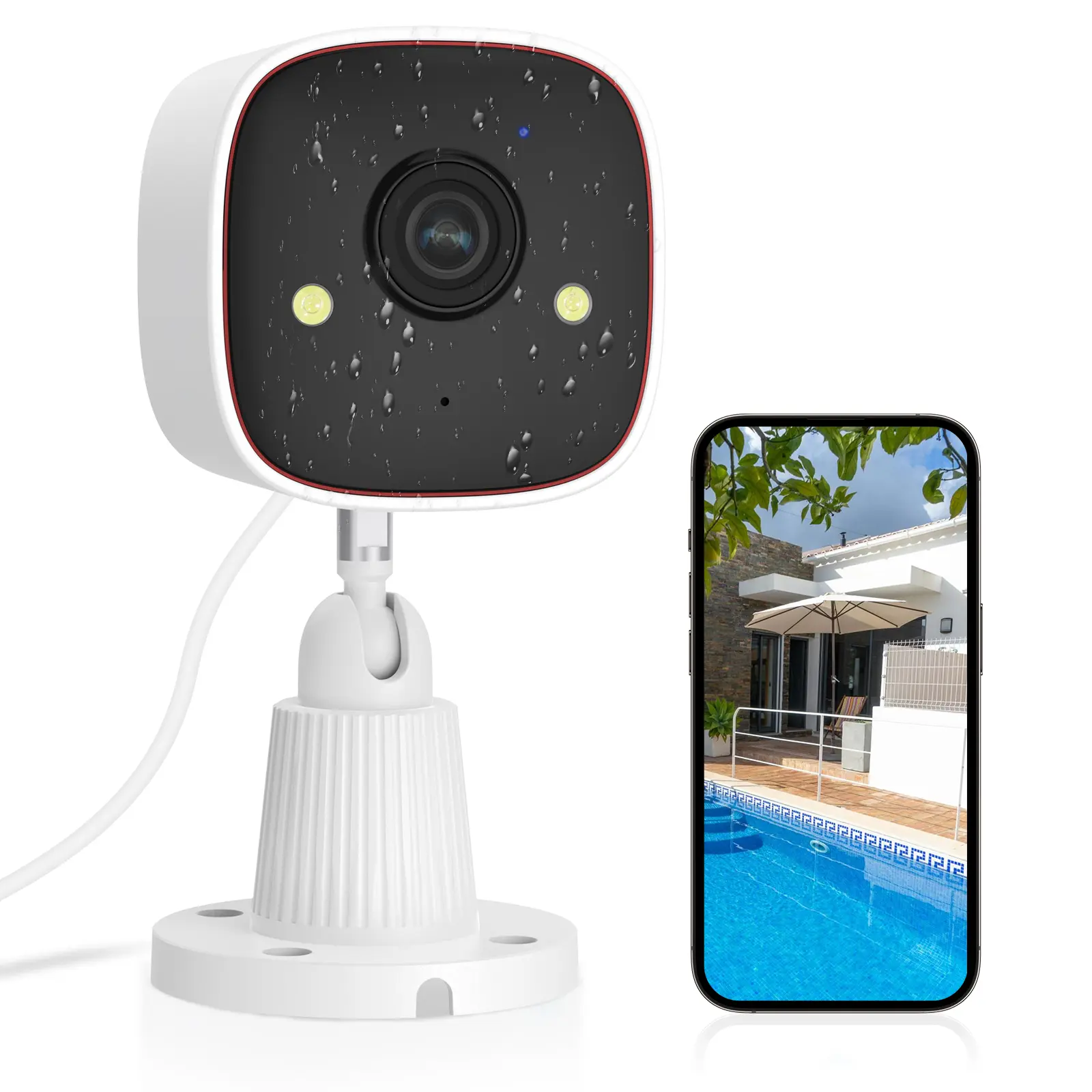 Jennov 1296P Full-HD WiFi Security Camera - Indoor/Outdoor, AI-Enabled Human Motion Detection, IP66 Waterproof, Audio, Wall Mount, Pet Baby Home Monitor (AI-Enabled Security Cameras & Systems), Wifi Connection, Micro Sd Slot