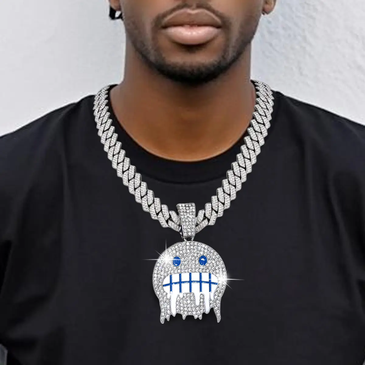 Chunky Miami Cuban Link Necklace for Men, Silver or Gold Plated Iced Out Chain with Diamond Cut, Heavy Duty Hip Hop Bling Jewelry, Diamond Detail Necklaces, Cuban Link Style Necklaces