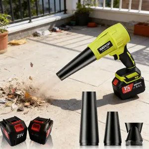 1500W Turbo Jet Cordless Leaf Blower, Brushless Pure Copper Motor, Violent Turbo Fan for Car Drying, Snow Blowing & Garden Maintenance