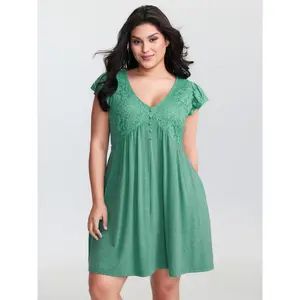 【Summer Turn-Up】【V-neck】Bloomchic Textured Lace Deep V-Neck Lounge Dress 2026 Summer Pick for Mother's Day