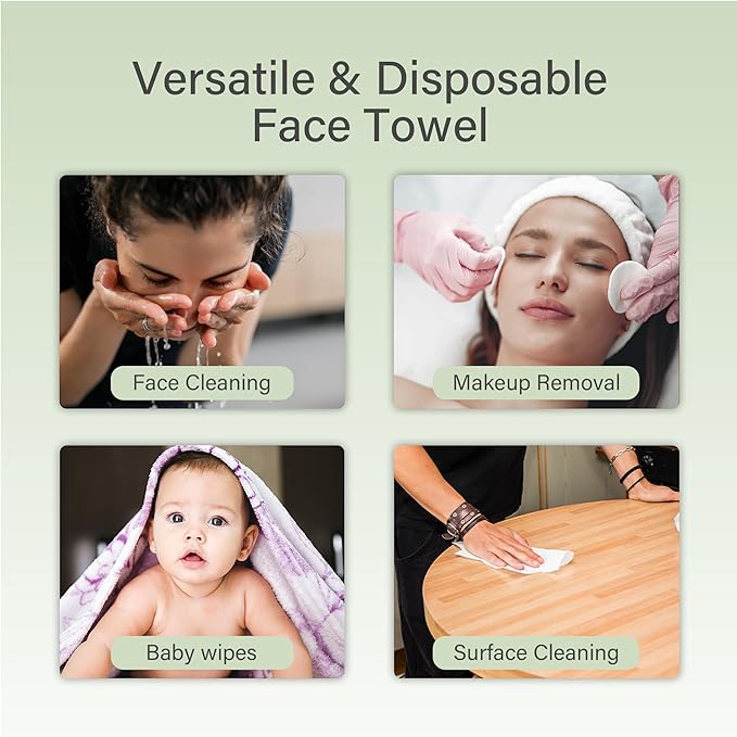 Unifree Face Towels Value Packs of 8 or 16 - 480 to 960 Ct, 100% Plant-Based Fiber Biodegradable, Highly Absorbent, Soft Comfortable for Skincare exfoliating facial superabsorbent hotel disposable towel