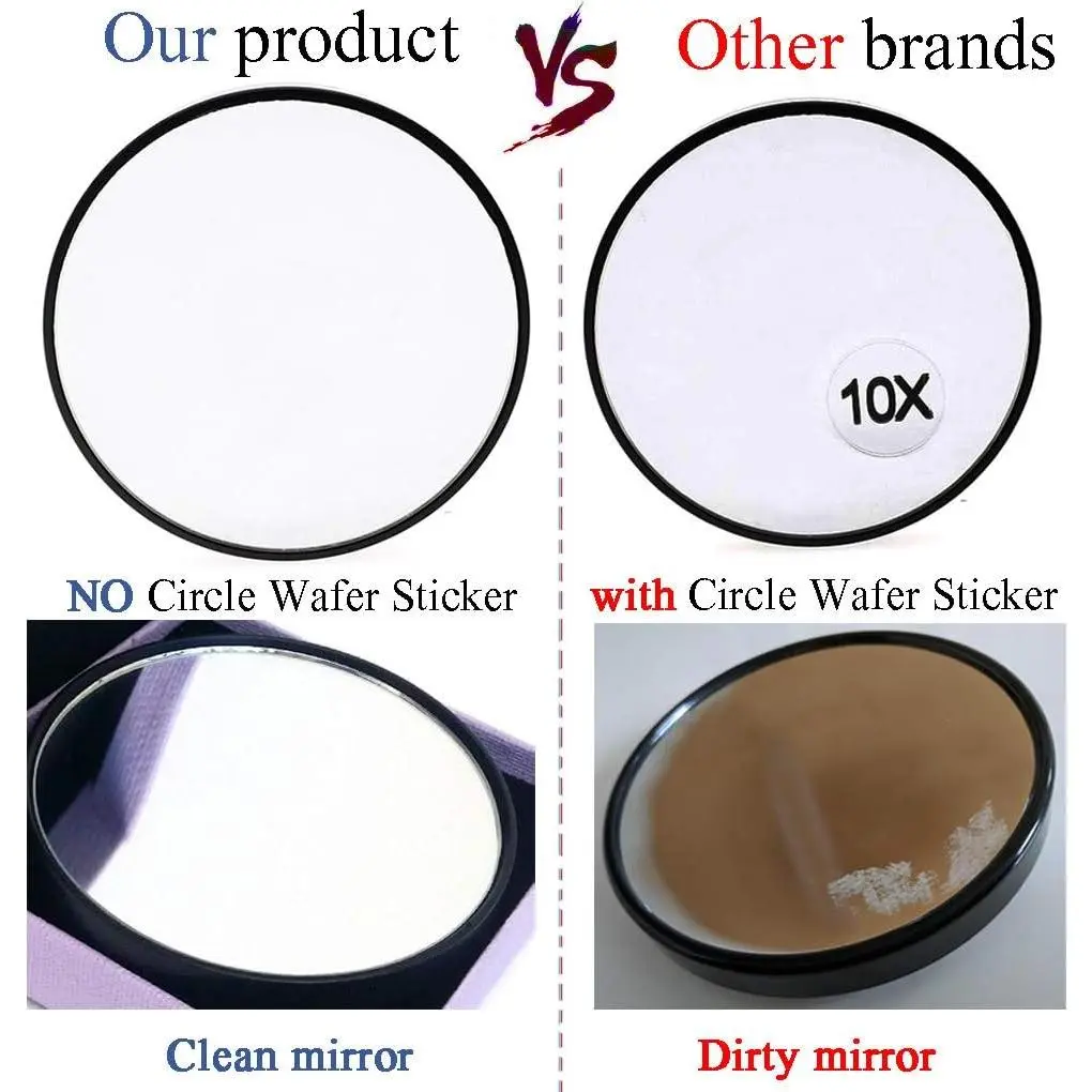 10x Modern Round Magnifying Makeup Mirror (3.46in Diameter) - Smooth Suction Cup Mount Wall/Glass Countertop Vanity Mirror, Rotatable Bathroom Gadget + Shower Curtain Accessories & Plastic Toilet Seat Cover Decor Set for Friends Gift