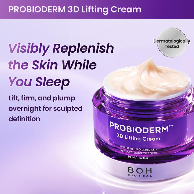 BIOHEAL BOH Probioderm 3D Lifting Cream 1.7 fl oz | Advanced Korean Anti-Aging Probiotic Facial Night Cream with 17-Peptide Complex & Patented Probioderm for Wrinkles on Face and Neck Nourishing Hydrating Skin Repair Firming Smooth