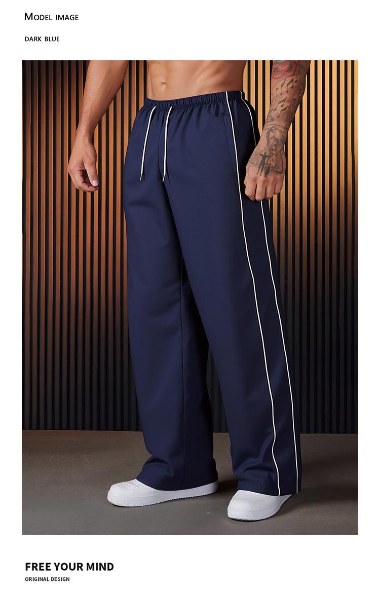 Men's Drawstring Waist Straight Leg Sports Pants Loose Fit Striped design,Versatile Simple Casual Style Sweatpants,Menswear Joggers,Outdoor Trousers,Suitable For Daily Wear,Going Out,Gift For Boyfriends/Sons,Please place an order according to size chart
