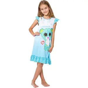 Ty Beanie Boo Beanie Boos Girls Leona Ruffle Nightgown Blue Night Shirt