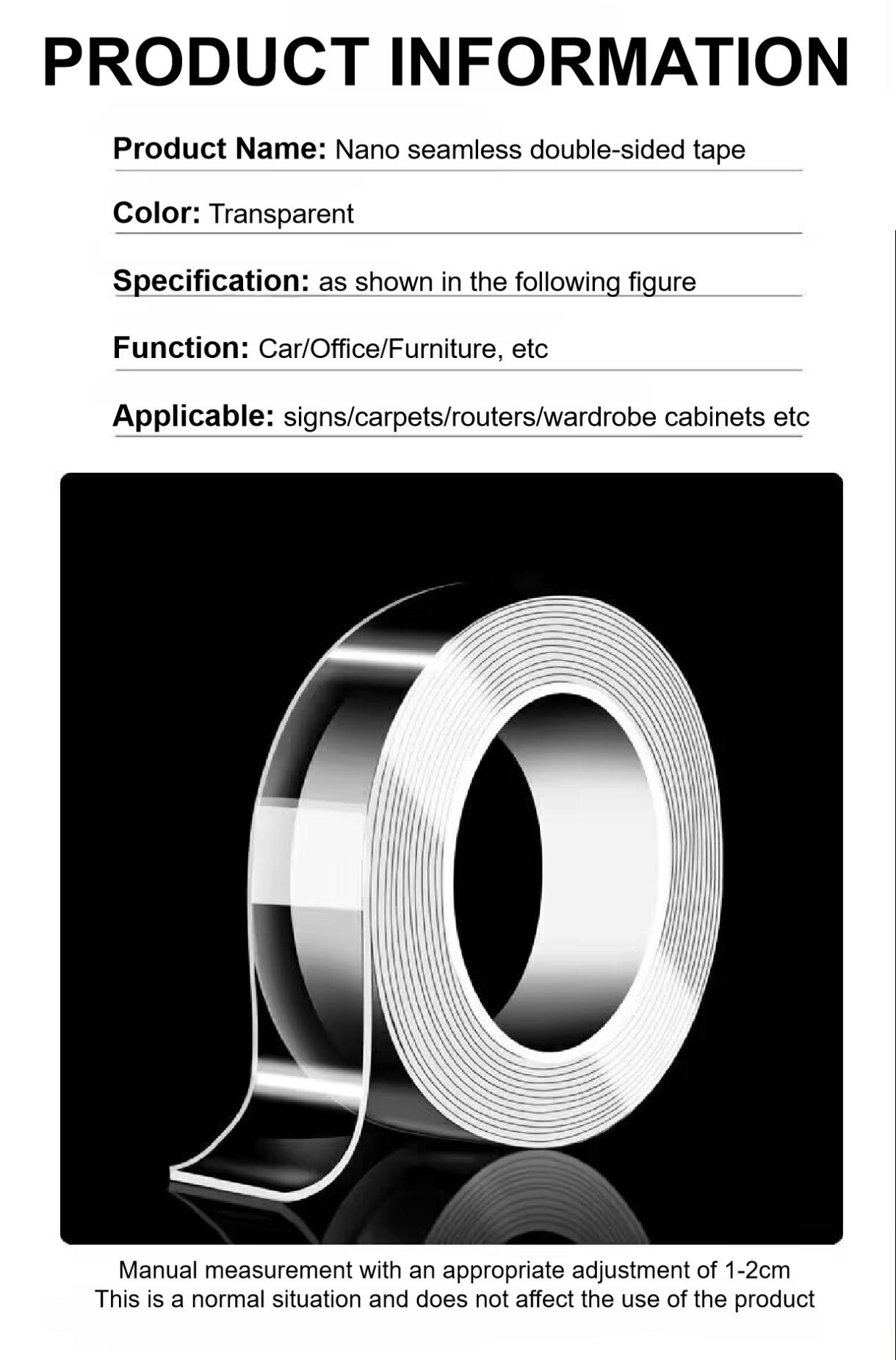 MANY [Nano Double]-Sided Transparent Tape - Strong Reusable & Waterproof Adhesive for Kitchen, Bathroom & Home Organization | Invisible Mounting Solution for Hooks, Mats & Decor