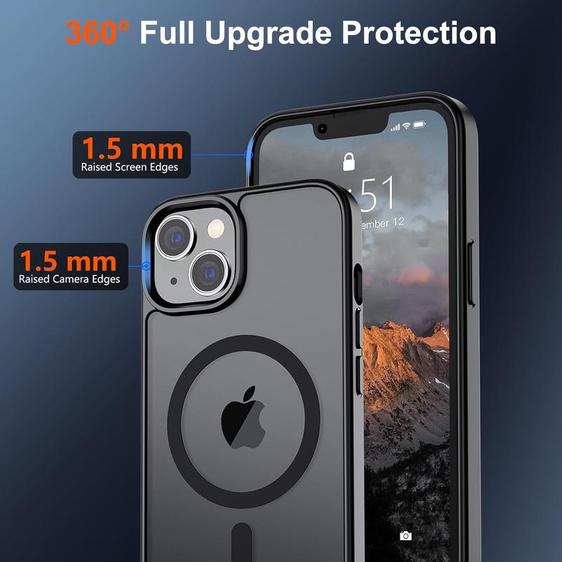 Magnetic for iPhone 17/16/15/14/13/12/11 series Case  (Compatible with MagSafe)(10 FT Military Grade Drop Protection) Slim Translucent Matte Shockproof Phone Cover