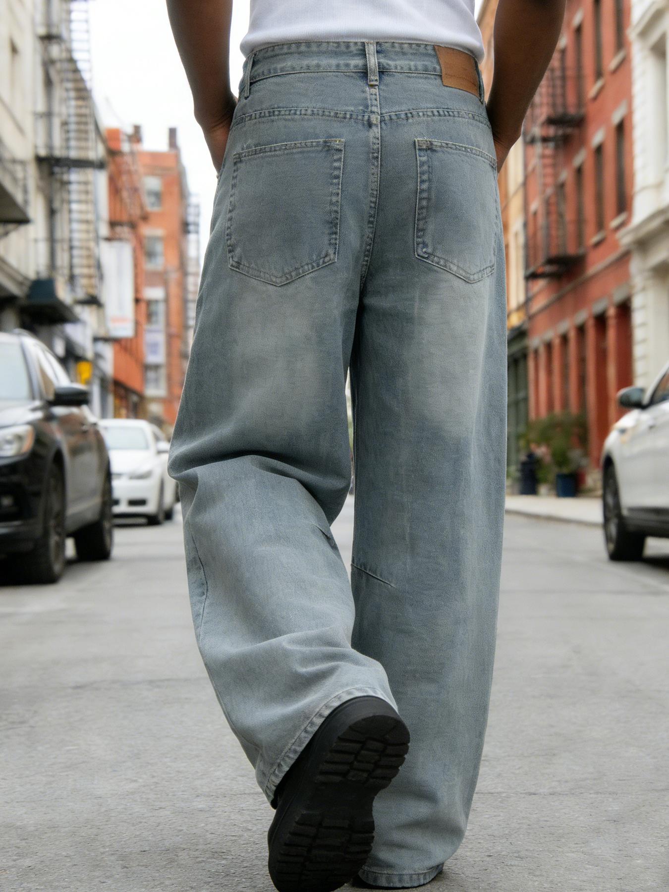 Customized Black Denim Pants Men's Wide-Leg Jeans Loose Casual Streetwear Trousers SpringStatements