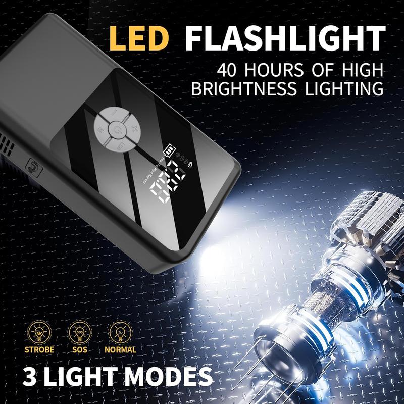 7200A 6-in-1 Multi-Function Emergency Jump Starter with Air Compressor 150PSL Portable Car Battery Starter Digital Tire Inflator for 2.64 Gallon Gasoline or 2.38 Gallon Battery Vehicles