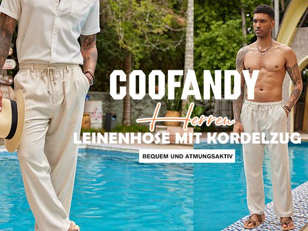 COOFANDY Men's pants Casual Linen Pants Elastic Waist Drawstring Beach Summer Pants Lightweight Linen Trousers Menswear Pocket