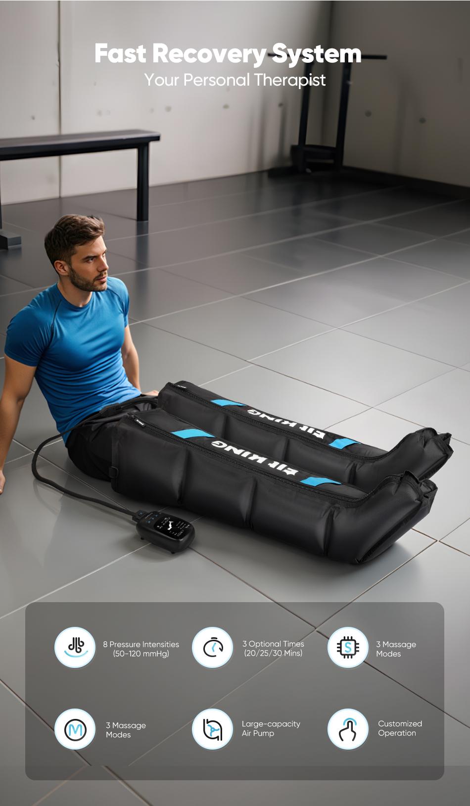 FIT KING Leg Massager Fast Recovery System, Calf & Thigh & Foot Air Massage Boots, for Faster Circulation and Better Muscle Recovery - FSA/HSA Eligible After Exercise