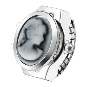 Ring Watches for Women: Stainless Steel Quartz Analog Openable Adjustable Elastic Stretch Band Finger Watch