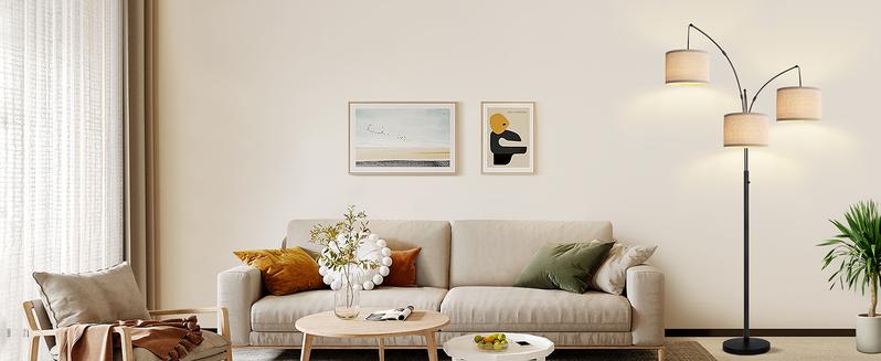 Hoodink Dimmable Floor Lamp - 3 Lights Arc Floor Lamps for Living Room, 1000LM Modern Tall Standing Lamp With Beige Shades & Heavy Base, Mid Century Tree Floor Lamp for Bedroom Office, 3 LED Bulbs Included Hoodink Dimmable Floor Lamp - 3 Lights Arc Floor Lamps for Living Room, 1000LM Modern Tall Standing Lamp With Beige Shades & Heavy Base, Mid Century Tree Floor Lamp for Bedroom Office, 3 LED Bulbs Included