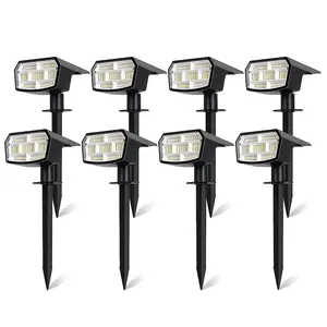 2/6/8Pcs Solar Spot Lights Outdoor, Waterproof 2-in-1 Solar Landscape Spotlights for Yard, 59 LED Solar Powered Wall Lights for Garden Pathway Driveway Walkway