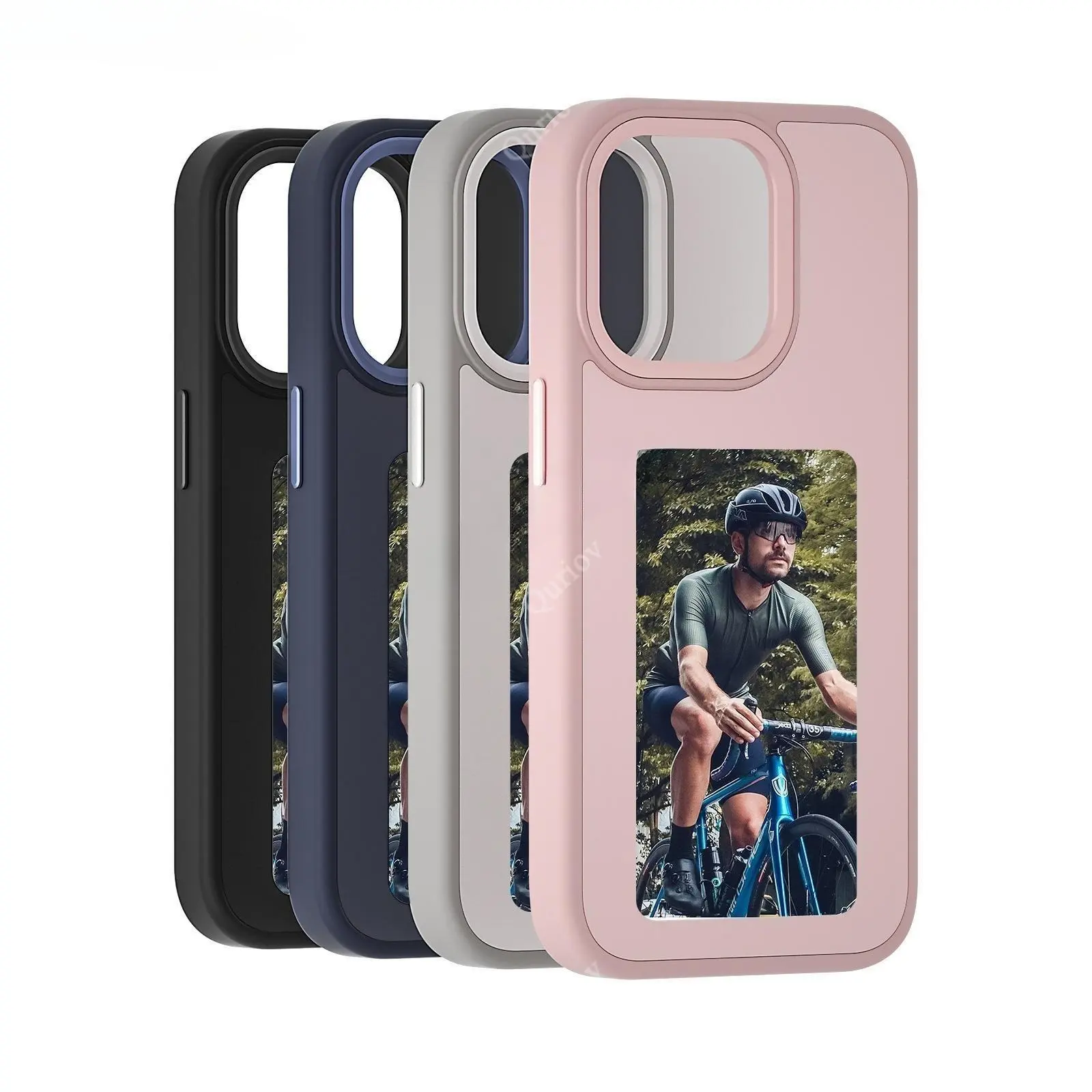 Quriov Inksnap Smart Ink Screen Phone Case for iPhone 13/14/15/16/17 Pro/Pro Max, NFC Wireless DIY Image Display, Customizable Electronic Ink Protective Cover, Black Casing Protector