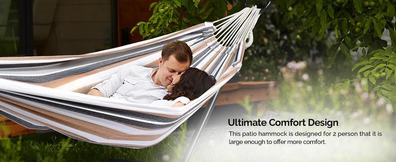 ONCLOUD 550 LBS Capacity Double Hammock with Stand Included with Portable Carrying Bag, Heavy Duty 2-Person Hammock for Outdoors & Indoors - Desert Stripe, Series TDCTZ1 - Desert Stripe