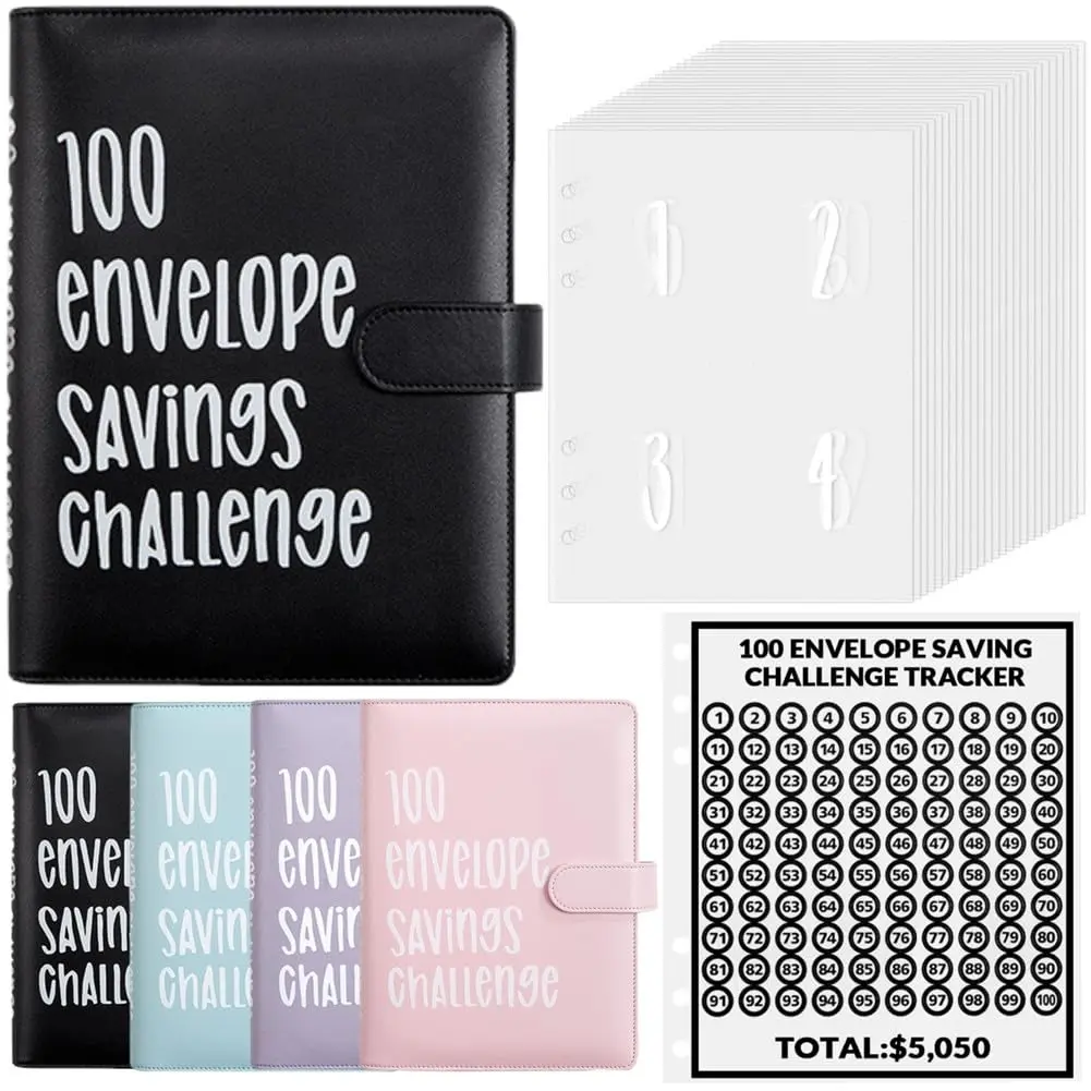 [CLOUDSEA] A5 Money Saving Challenge Binder with 100 Cash Envelopes, Office Stationery Supplies Budget Planner Book to Save $5,050,back to school haul,college school supplies,back to school shopping