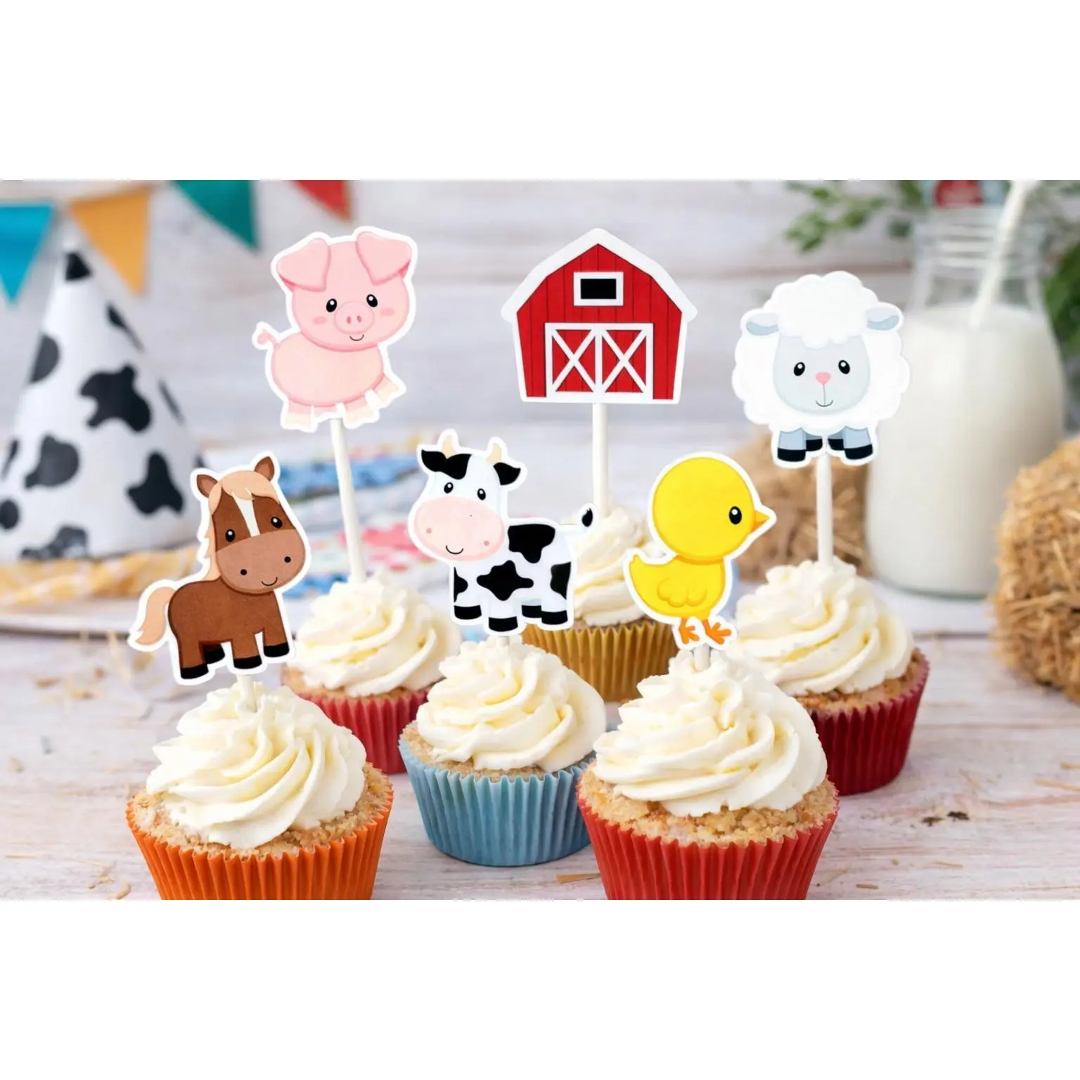Farm Animal Cupcake Toppers, Farm Birthday Cupcake Toppers, Animal Cupcake Toppers