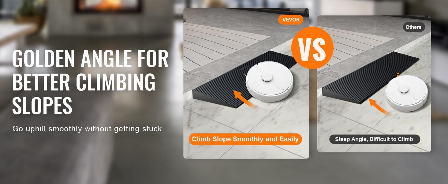 VEVOR 1.2" Rise Cuttable Threshold Ramp for Sweeping Robot, TikTokShopBlackFriday, 35.4" Wide Natural Rubber Wheelchair Ramp, Non-Slip Solid Rubber Ramp with Double-Sided Tape for Doorways, Driveways, Bathroom, Smooth Tile