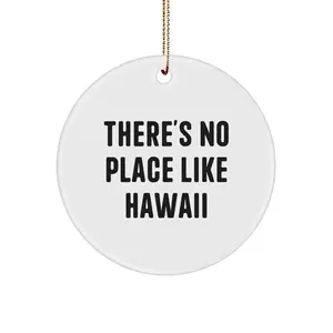 Funny Circle Ornaments from Hawaii, Unique Christmas Unique Gifts for Hawaii Lovers, Circle Shaped Hawaii Decor, There's No Place Like Hawaii, Gifts from Friends and Family
