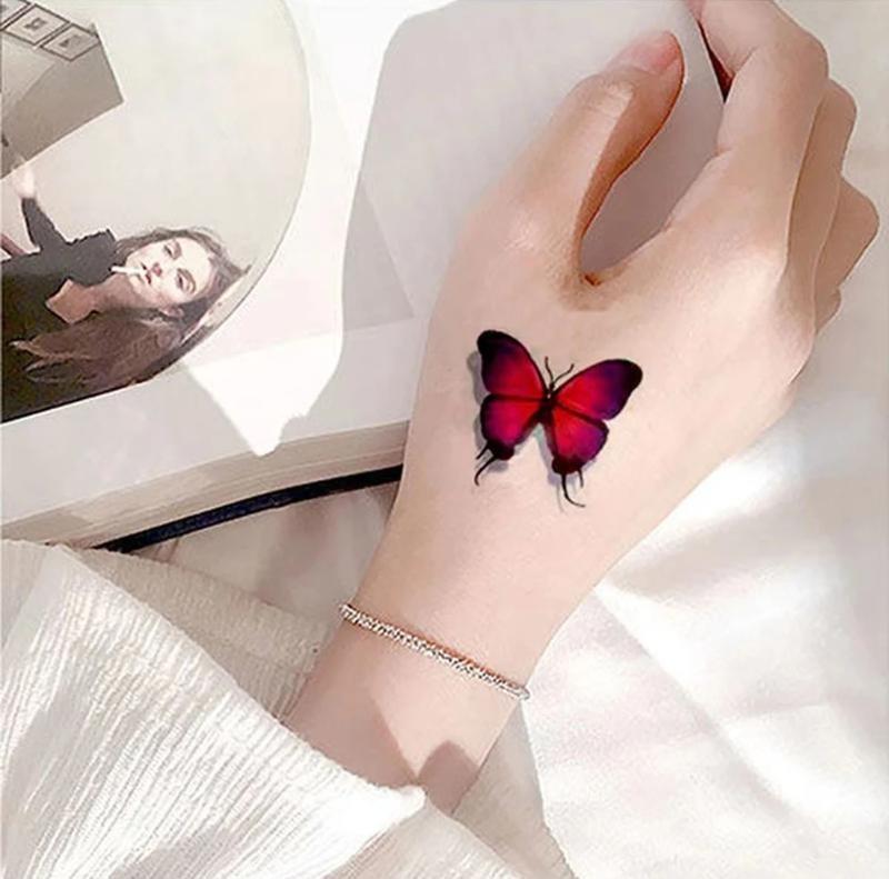 100 Sheets Flower Temporary Tattoo Stickers Rose Butterfly & Multicolor Mixed Styles Waterproof Removable Long Lasting Durable Realistic Body Art