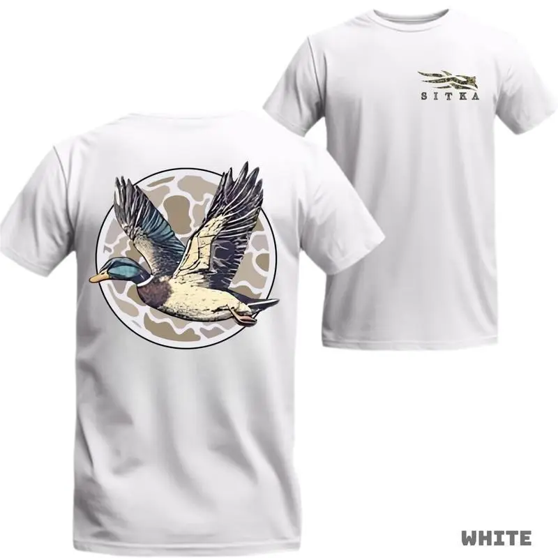 Men's Cotton T-Shirt - Flying Mallard Duck Graphic, Circular Camo, Casual Classic Menswear with Comfortable Fabric, Streetwear Style