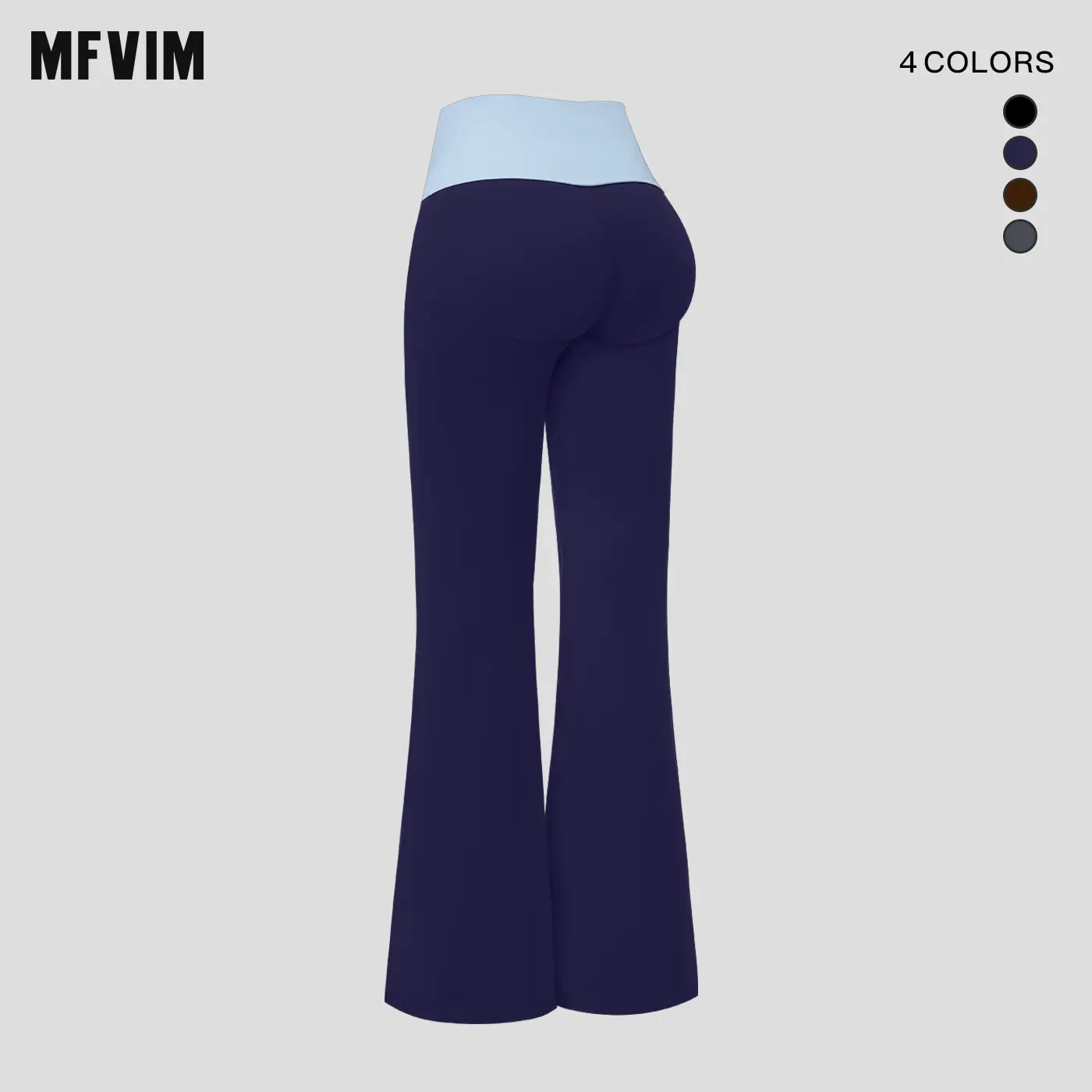 MFVIM Women's Color-Blocked Shaping Wide-Leg Yoga Pants - Ruched Waist, Slight Flare, Breathable Second-Skin Fabric, Everyday Athletic Long Pants