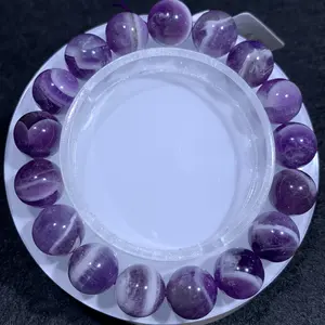 【Chevron Amethyst】（Random shipping）Chevron Amethyst Bead Stretchy Bracelet For Unisex Bracelet For Healing, Meditation, Prosperity, Gift