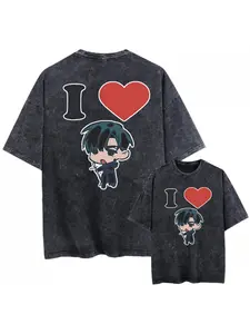 Unisex Vintage Washed Oversized Black T-Shirt | Graphic Men Women Clothing, I Love Character Alien Stage, Pure, Short Sleeve, Crew Neck, Loose Fit, Trendy Oversized Logo Top, Perfect for All-season Crewneck Shortsleeve Menswear Distressed