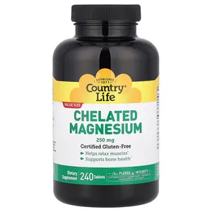 Country Life Chelated Magnesium, 250 mg, 240 Tablets