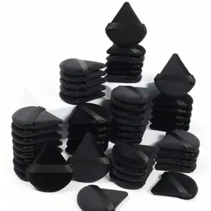 50 Velvet Triangle Powder Puff Set, Makeup Puffs, Reusable Beauty Puff Makeup Sponges for Dry and Wet Use, Suitable for Foundation, Creams, Cushion and Face Makeup Application