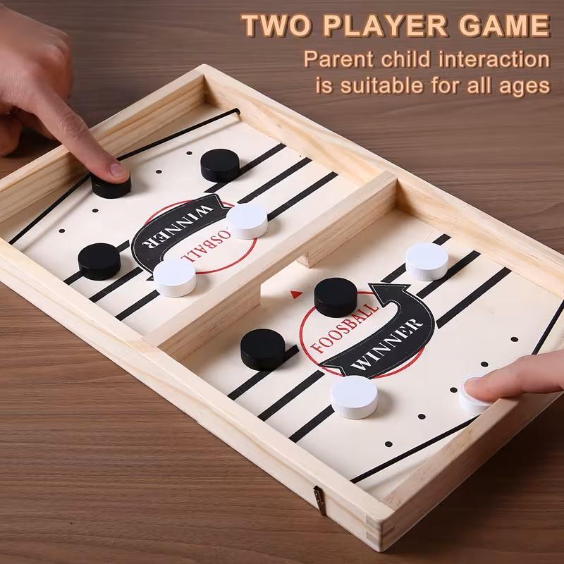 Fast Sling Puck Game - Test Your Speed and Accuracy with This Fast-Paced Wooden Air Hockey Board Game - Guaranteed Fun for Family Night or Friends Party