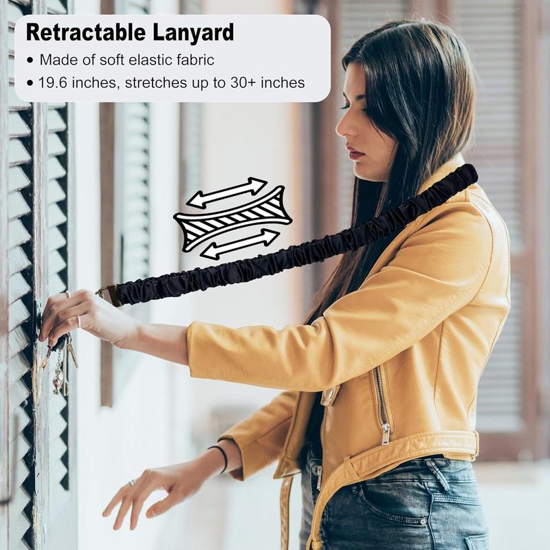 3-piece Set Elastic Hairband Lanyard Small Side Lanyard Work Badge Durable Lightweight Swivel Metal Base Sturdy Spring Buckle Hypoallergenic Fabric Expandable 17.5 to 30 Inches