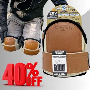 TROXELL USA Super-Soft Large Leatherhead Red Knee Pads - Comfortable, Adjustable, Washable Kneepads