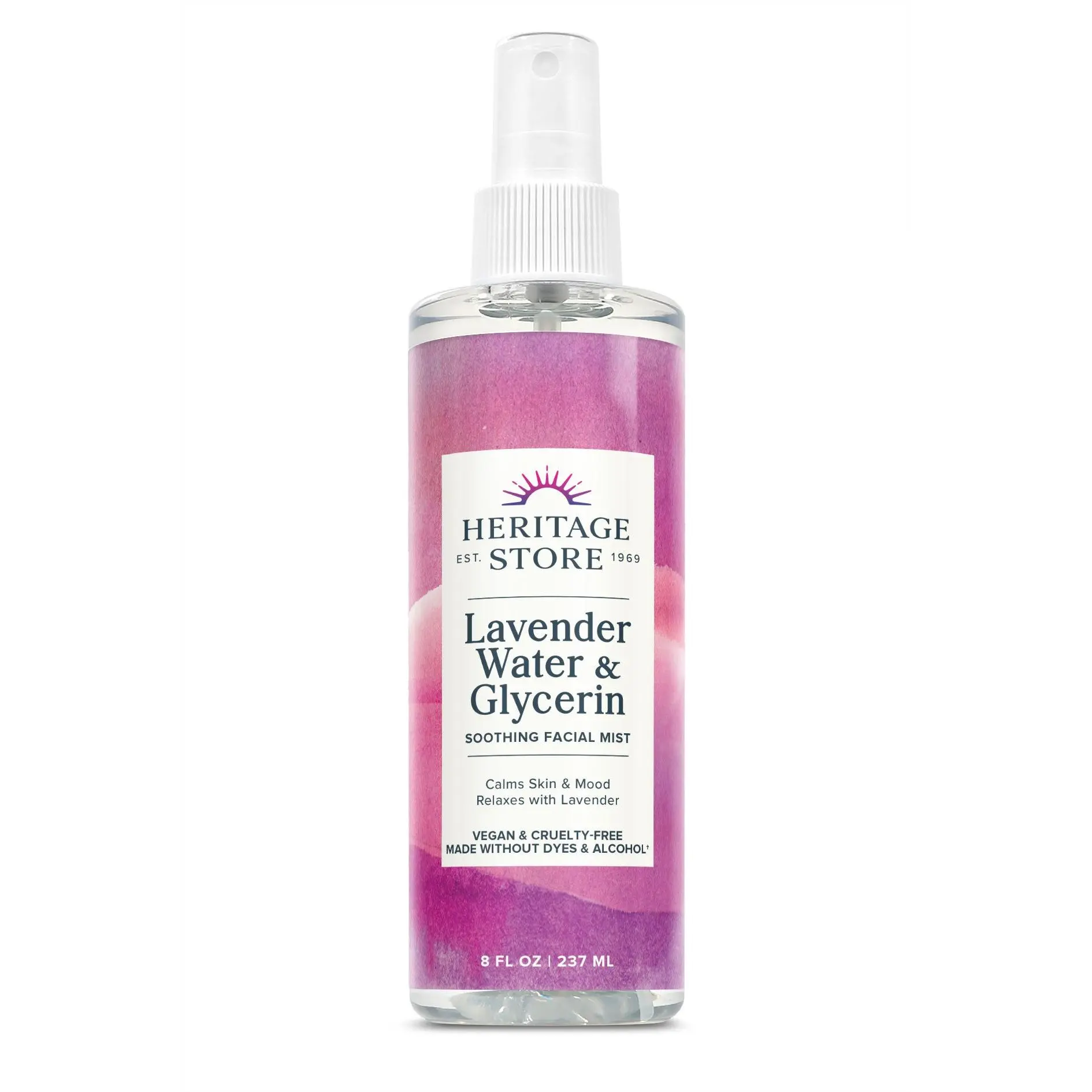 Heritage Store Scented Lavender-Rosewater & Glycerin Gentle Soothing Facial Mist, 8 fl oz Sustainable Moisturizer for Nighttime Skincare, Aromatherapy Stress Relief Hydrate Product (Beauty & Personal Care Moisturizers)