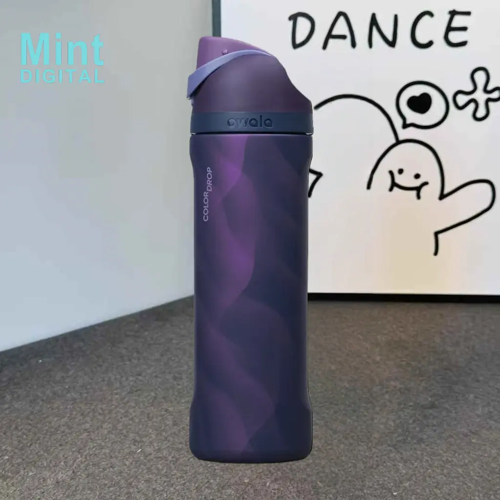 Owala FreeSip Insulated Stainless Steel Water Bottle - Color Drop Limited Edition Purple Gradient Beverage & Drink Container