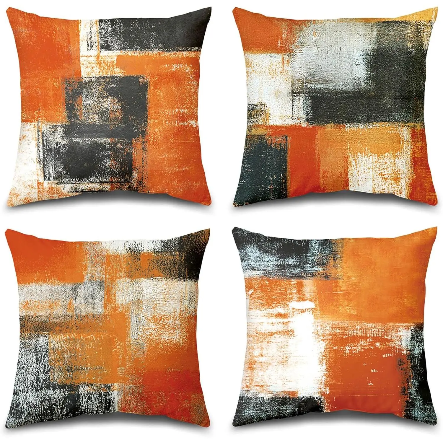 Decorative Throw Pillow Covers Burnt Orange Cushion Cover Taupe Abstract Art Painting 4 count Pillowcase 18x18 Inch for Sofa Couch Bedroom Living Room Outdoor  Decor