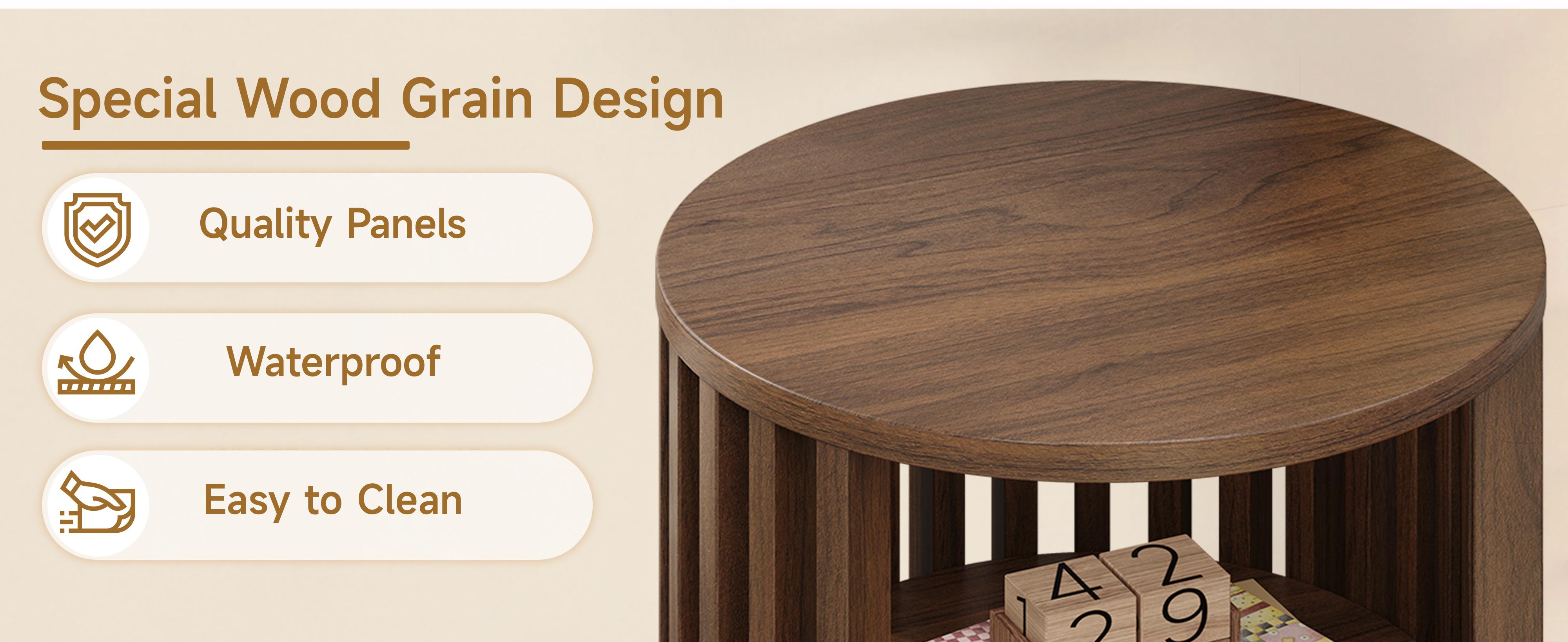 【SPRING GLOW UP】ONBRILL Round End Table, Wood Bedside Table, Mid Century Modern Nightstand with Open Storage Shelf, 3 Tier Small Side Tables for Living Room, Bedroom, Curved Profile Design, Natural Oak(2-Pack)