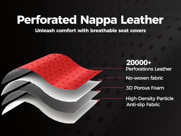 【FREESOO】Luxury Car Seat Covers Nappa Leatherette Waterproof Breathable Porous Foam Ergonomic Lumbar Support for Trucks SUVs Sedans | F35