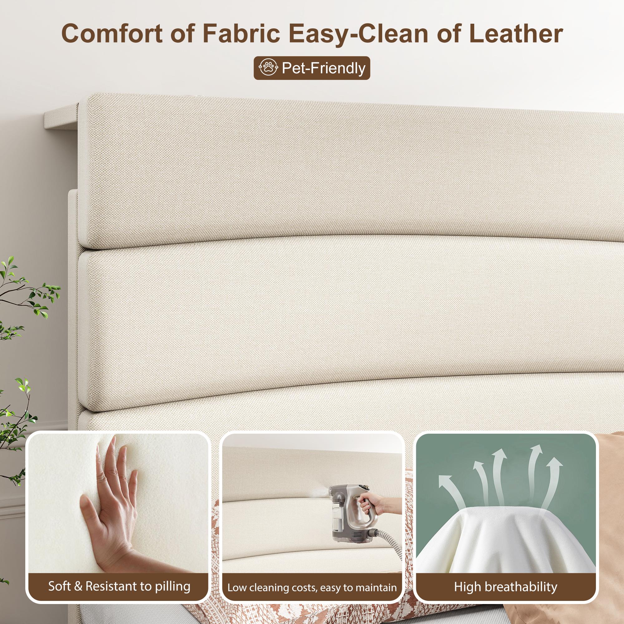 【JumpStar Sale】Raybee Quiet Luxury Upholstered Bed Frames for Queen with Headboard & Charging Station, No Mattress,Bed Frame with Storage Shelf, Flatform Bed Frame Holds 880LBS, No Noise, No Box Spring Needed, Twin, Full,King, Beige, Gray 【JumpStar Sale】Raybee Quiet Luxury Upholstered Bed Frames for Queen with Headboard & Charging Station, No Mattress,Bed Frame with Storage Shelf, Flatform Bed Frame Holds 880LBS, No Noise, No Box Spring Needed, Twin, Full,King, Beige, Gray