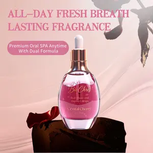 BioChris Ayurvedic-Inspired Dual-Phase Oral Oil Crystal Cherry Fresh Breath Rinse for Water-Oil Clarifying Correct Brighten