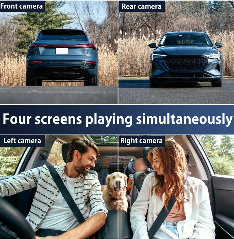 4 Channel Car Dash Cam 1080P HD DVR with 64GB Memory Card Night Vision Parking Mode 3.16" Screen Front Rear Left Right Cameras Dashcam 4 Channel Car Dash Cam 1080P HD DVR with 64GB Memory Card Night Vision Parking Mode 3.16" Screen Front Rear Left Right Cameras Dashcam