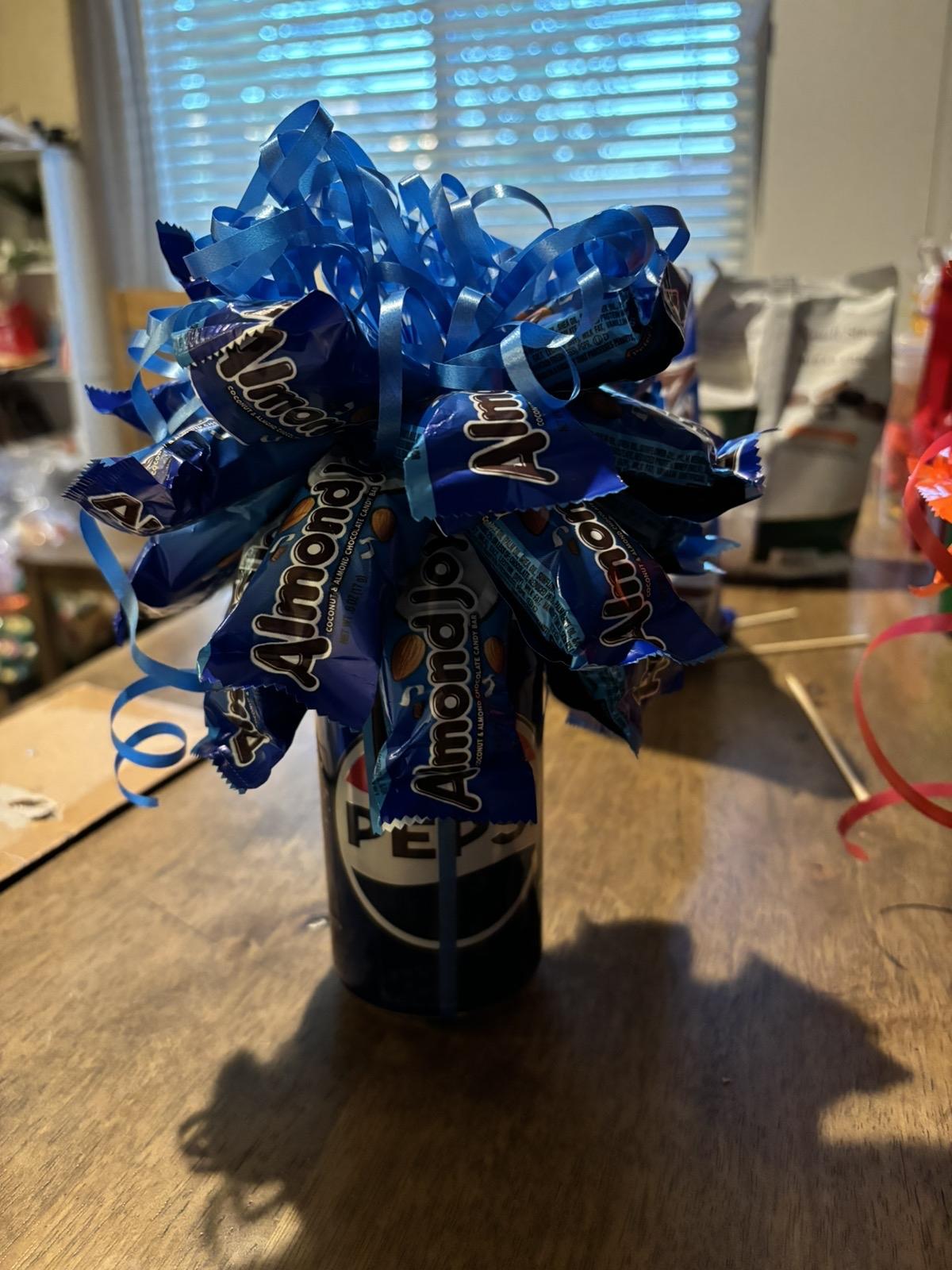 Soda bouquet: Pepsi Natural/Almond Joy Snack Choco Chocolate Dessert Sugar gift birthday anniversary graduation get well