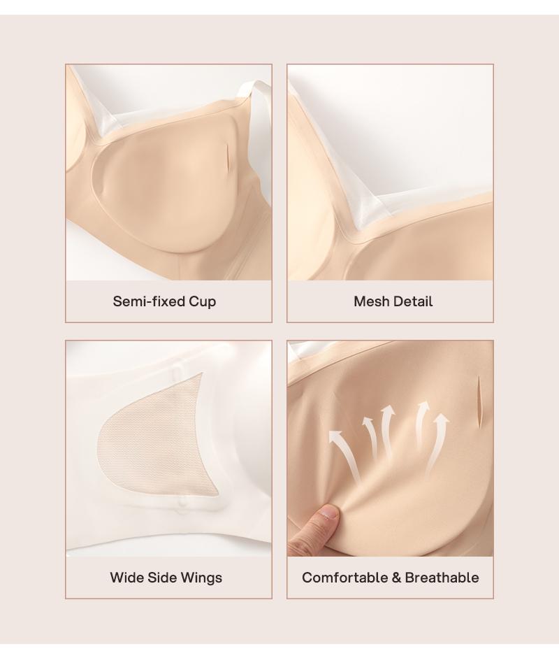 Lilylove Wireless Mesh Crossover Full Coverage Lightly Padded No Underwire Wirefree Comfortable Stretchy Breathable Bralette Adjustable Straps Seamless V Neck Supportive T-shirt Women's Everyday Bra M-3XL