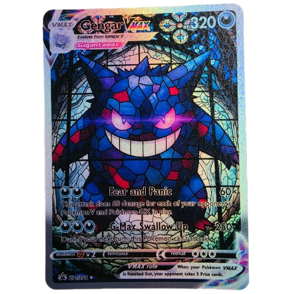 Stained Glass Gengar VMAX Custom Card | Rainbow or Shattered Glass Holo / Starry or Rainbow Texture