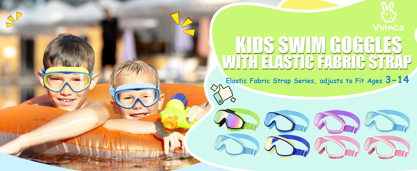 [Spring Shine]Vvinca Kids pool accessories-Goggles with Comfort Fabric Strap, Kids Swim Goggles Wide View Anti-Fog/UV No Leaking Swimming Goggles for 3-12 swimming goggles #TikTokShopBlackFriday
