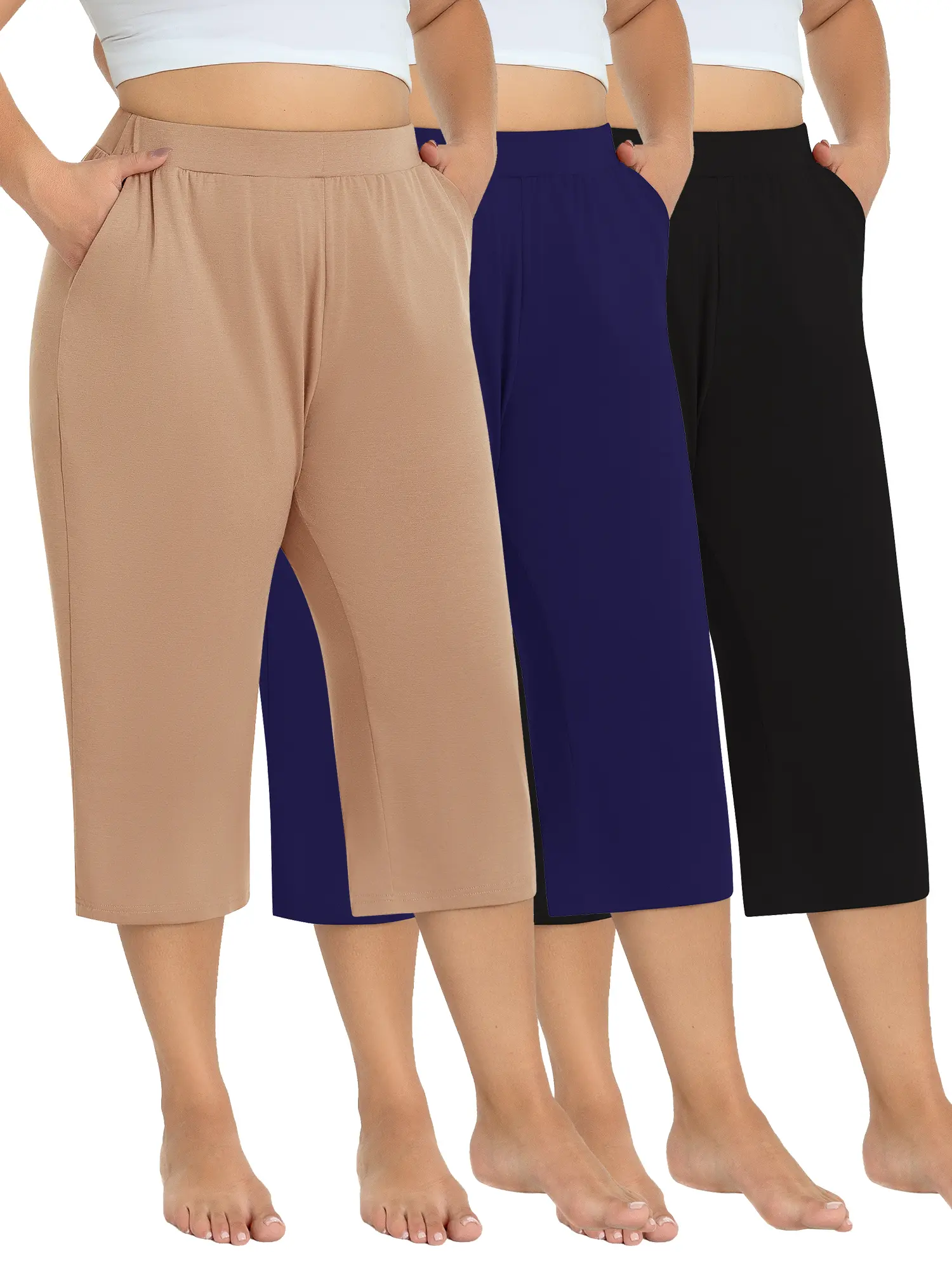 Plus Size 3 Pcs Capri Pants soft, Chic, and Perfect for All Day Comfort! Women Bottom