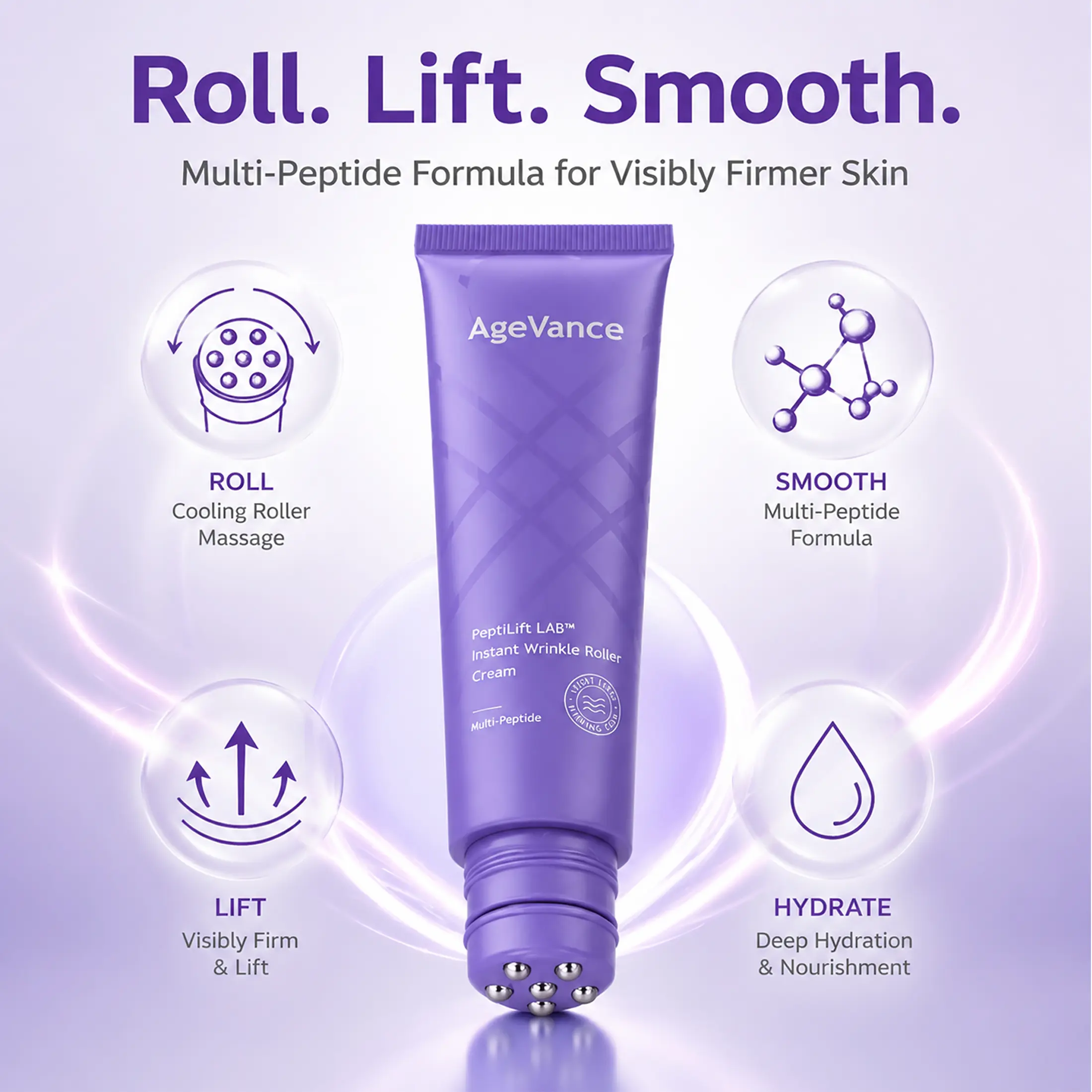 New Arrival AgeVance Anti-Wrinkle Neck Massage Cream with Built-In Massager, Tightens & Sculpts All Skin Contours, Diminishes Fine Lines, Suitable for Key Body Areas, Ideal for Daily Use